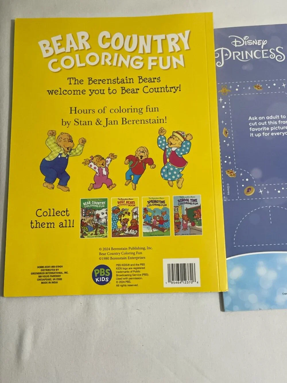 Lot of 3 Kids Coloring Books Disney Princess Jumbo & Berenstain Bears Unused